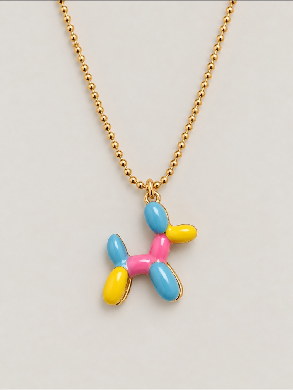 New! Colorblock Balloon Animal Dog Pendant Necklace NWOT